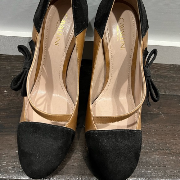 Cavalini Italy heels, black/brown leather and suede- size 6 - Picture 4 of 5